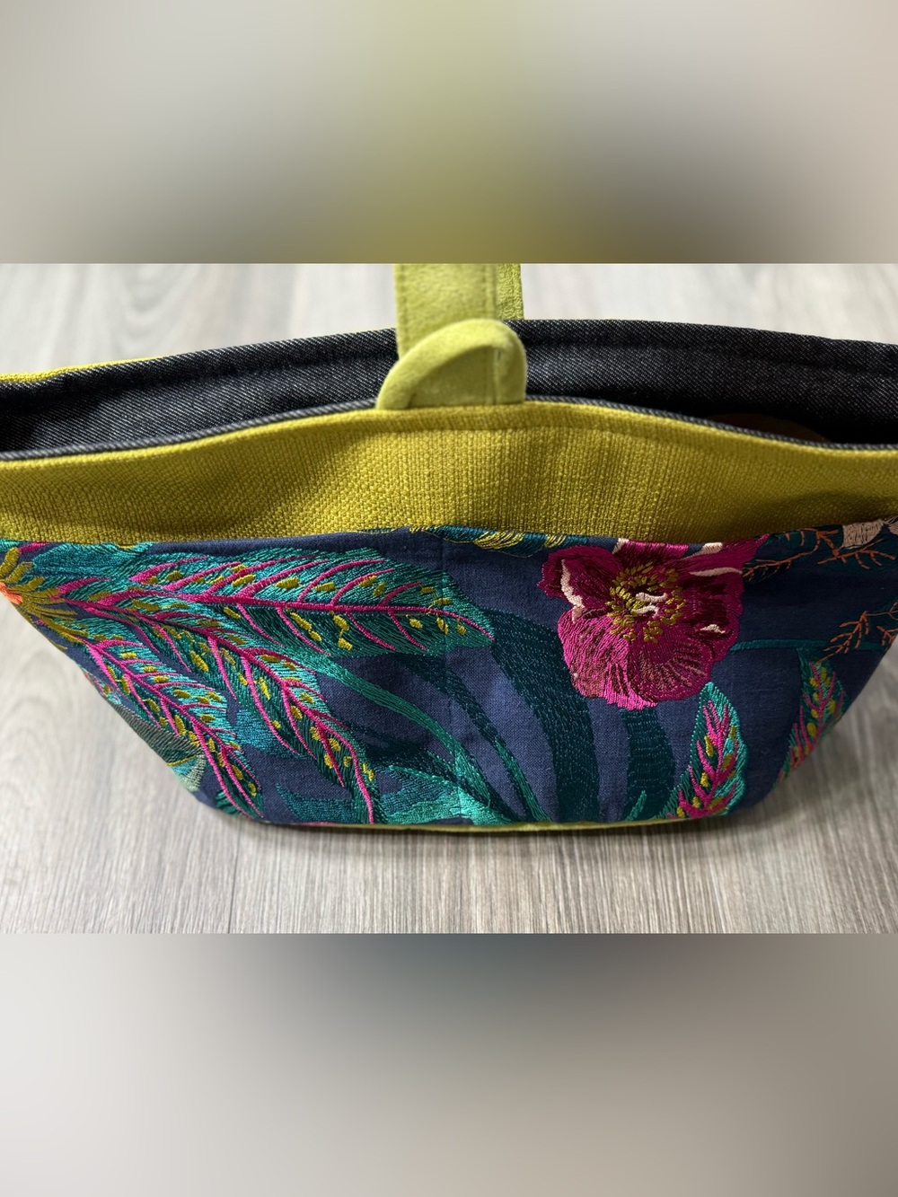 Atenti Short Caddy Flora Embroidered Project Bag Caddy Pockets Knitting Crafts - Picture 7 of 12